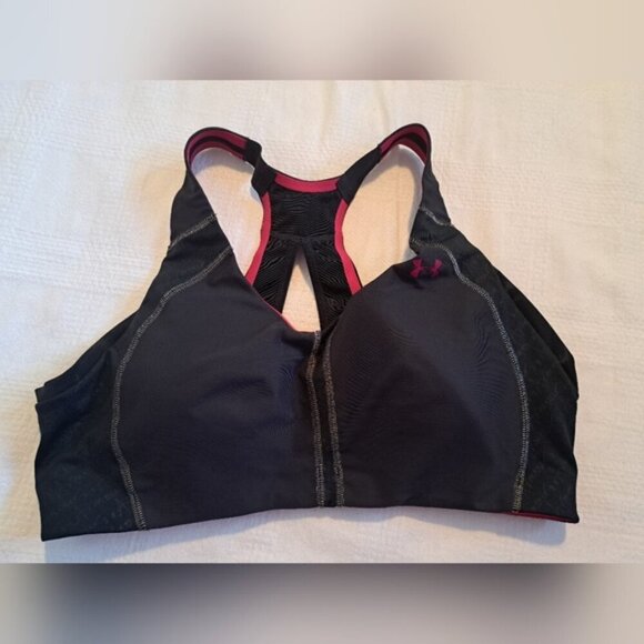 Under Armour women's size 36C black with pink sports bra EUC - Picture 5 of 7